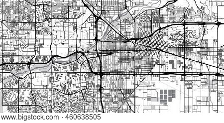 Urban Vector City Map Of Bakersfield, California , United States Of America