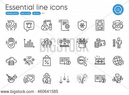 Video Conference, Wallet And Diagram Graph Line Icons. Collection Of Coffee Maker, Heart, Teamwork I