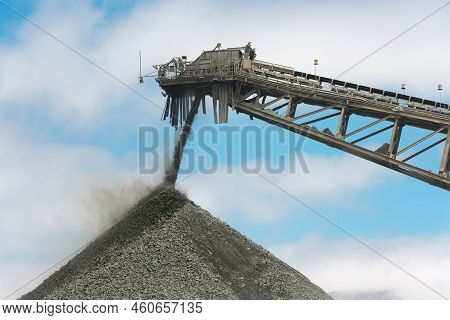 Stockpile And Conveyor Belt At An Open-pit Copper Mine In Copiapo, Chile