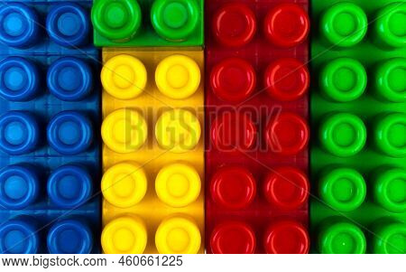Educational Toy, Constructor For Children Isolated On White Background. Top View With Copy Space.