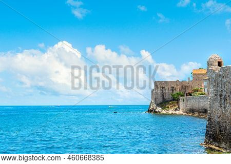 Beautiful  Summer Landscape Of The Adriatic Coast In The Budva Riviera And Citadela Fortress, Monten