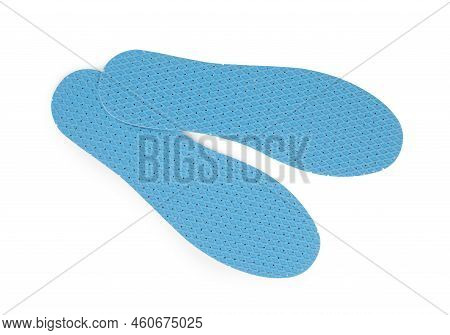 Pair Of Insoles On White Background, Top View