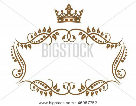 Elegant royal medieval frame with crown
