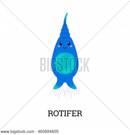 Rotifer Sea Plankton Cartoon Character Flat Vector Illustration Isolated.