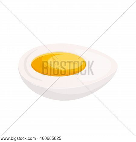 Boiled Egg Cartoon. Hard Breakfast, Chicken Yolk, Protein Cooking Slice Boiled Egg Vector Illustrati