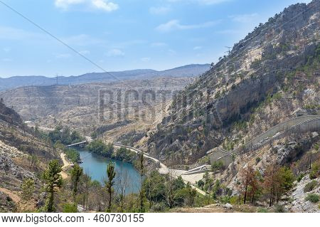 Oymapinar Dam And Manavgat River In The Mountains Of Antalya Region, Turkey