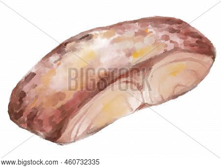 Grill Fillet Red Snapper Fish Seafood Steak Watercolor Painting Illustration
