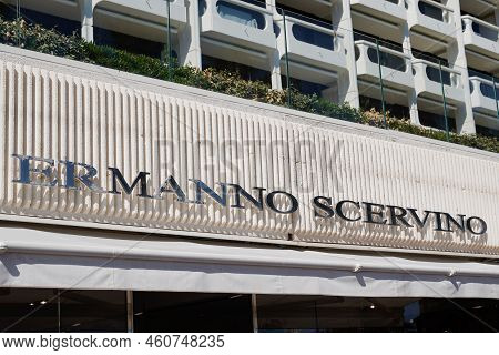 Cannes , Paca France - 08 29 2022 : Ermanno Scervino Logo Sign And Brand Text On Store Facade Fashio