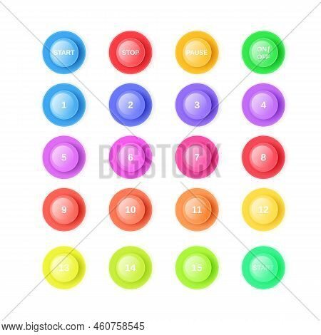 3d Bullet Point Vector Illustration Set - Isolated Bright Colorful Round Pointers With Numbers From 