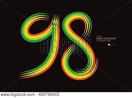 98 Years Anniversary Celebration Logotype Colorful Line Vector, 98th Birthday Logo, 98 Number Design