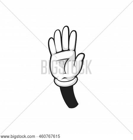High Five Hand Gesture Isolated Comic Arm In Glove Cartoon Icon. Vector Human Hand Protest, Preventi