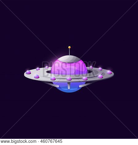 Unknown Flying Object Isolated Cartoon Craft Ufo Animation Game Design Element. Vector Saucer Sci Fi