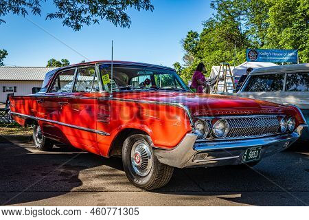 Falcon Heights, Mn - June 17, 2022: Low Perspective Front Corner View Of A 1964 Mercury Montclair Br