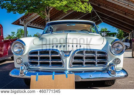 Falcon Heights, Mn - June 17, 2022: Low Perspective Front View Of A 1956 Chrysler 300b Hardtop Coupe