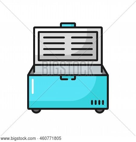 Ice Cream Freezer, Fridge Showcase With Door In Grocery Store, Supermarket Color Line Icon. Vector I