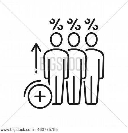 Affiliate Marketing Icon, People And Growth Of Interest Rates Outline Icon. Vector Referral Partner 