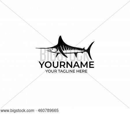 Marlin Fish Black Logo Design. Billfish Vector Design. Swordfish Illustration
