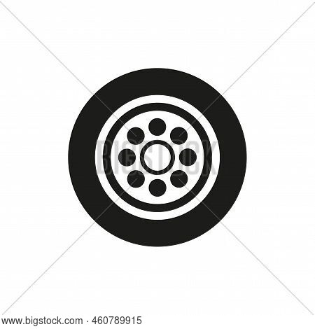 Flat Wheel Icon. Car Repair Service Concept. Vector Illustration. Stock Image.