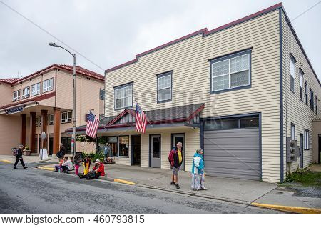 Sitka, Alaska - July 26, 2022 - View Of Sitka's Historic Main Street.