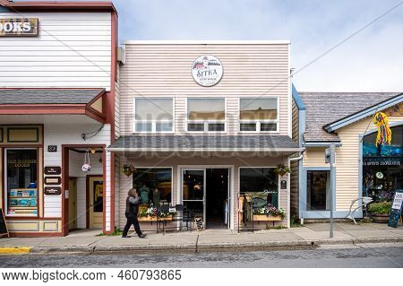 Sitka, Alaska - July 26, 2022 - View Of Sitka's Historic Main Street.