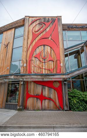Juneau, Alaska - July 27, 2022: Exterior Detail Of The Sealaska Heritage Institute.