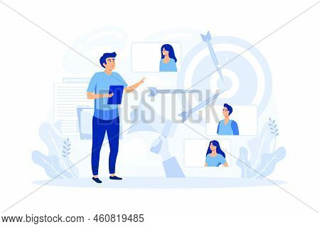 Business Marketing Vector Illustration. Cost Structure, Target Market, Conpetitive Advantage. People