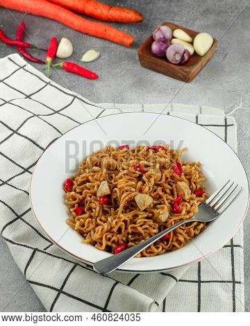 Favorite Dish Stir Fried Noodles Or Locally Known As Mie Goreng. Selective Focus.