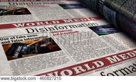 Disinformation, Manipulation And Propaganda Retro Newspaper 3D Illustration