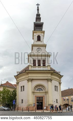 Budapest, Hungary - July 31, 2022: Lutheran Church Of Budavar At Buda Castle Hungary Cloudy Summer D