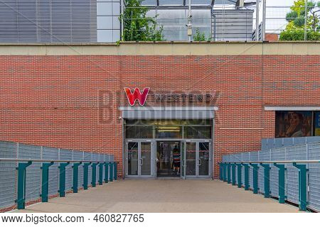 Budapest, Hungary - July 31, 2022: Entrance To Westend Shopping Mall Near Train Station In City.