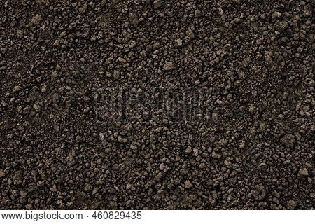 Background Black Soil Texture Ground Close Up. Ukrainian Organic Soil Ground Earth Texture Dark Desi