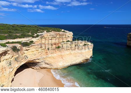 Algarve Beach. Landscape Of Algarve Region In Portugal. Marinha Beach Area - Praia Da Malhada Do Bar