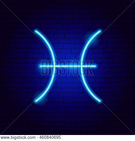 Pisces Zodiac Neon Sign. Vector Illustration Of Horoscope Promotion.