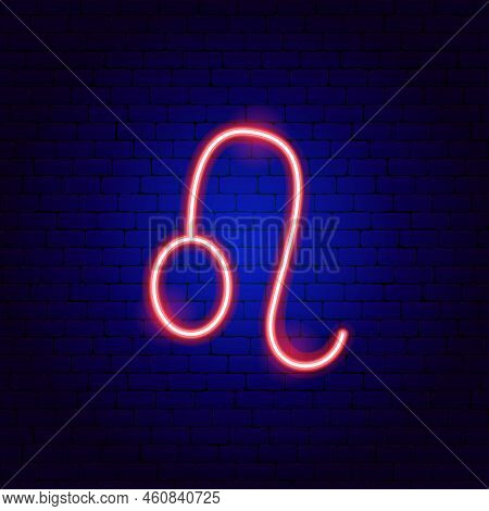 Leo Zodiac Neon Sign. Vector Illustration Of Horoscope Promotion.