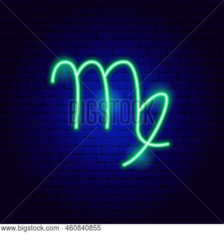 Virgo Zodiac Neon Sign. Vector Illustration Of Horoscope Promotion.