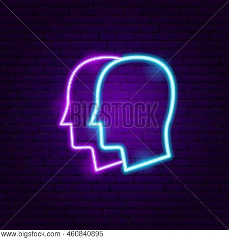 Gemini Zodiac Neon. Vector Illustration Of Horoscope Promotion.
