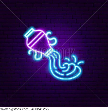 Aquarius Zodiac Neon. Vector Illustration Of Horoscope Promotion.