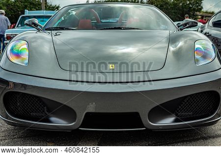Tybee Island, Ga - October 14, 2017: Front View Of A 2006 Ferrari F430 Spider Roadster At A Local Ca