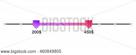 Price Range Scrollbar In Web Form, Online Application. Filter Slider On Website, 3d User Interface E