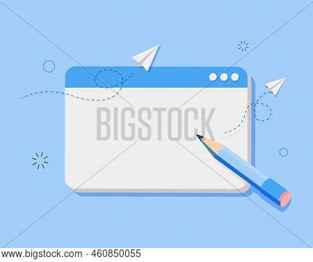 A Note Pad With Colorful Elements, A Pencil, Memo Pad Illustration Set. Diary, Memo Label, Sticker, 