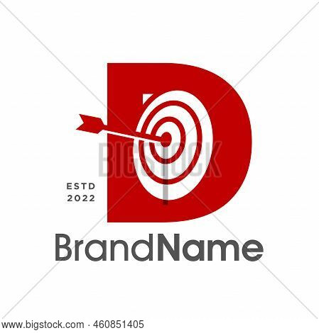 Modern And Bold Illustration Logo Design Initial D Combine With Bow Target. The Logo Good For Your A
