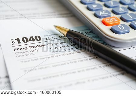 Tax Form 1040 U.s. Individual Income Tax Return, Business Finance Concept.