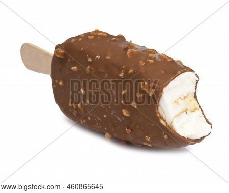 Chocolate Glazed Icecream Escimo Tasty Isolated On The White