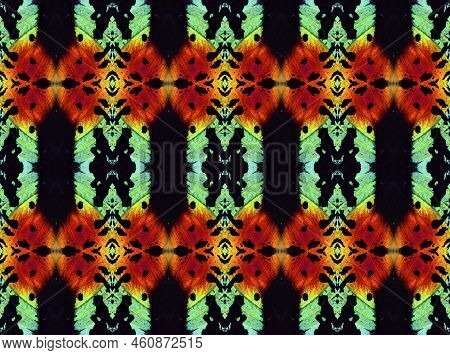 Orange Green Black Geometric Texture From Butterfly Wing Urania Ripheus. For Notebook Covers, Phone 