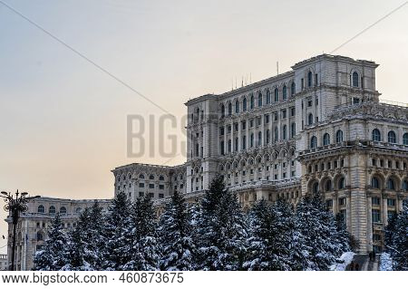 Palace Of The Parliament, Bucharest, Romania - Winter Scene