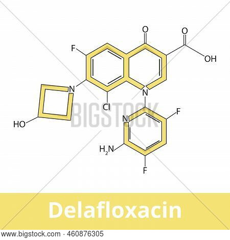 Delafloxacin. A Fluoroquinolone Antibiotic Used To Treat Acute Bacterial Skin And Skin Structure Inf