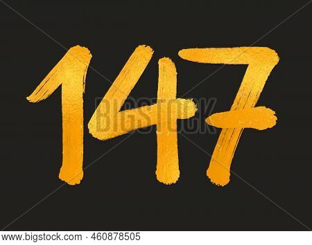 147 Number Logo Vector Illustration, 147 Years Anniversary Celebration Vector Template, 147th Birthd