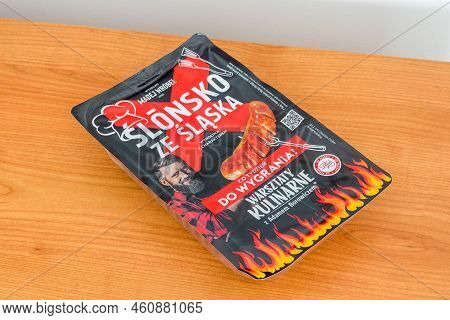 Pruszcz Gdanski, Poland - June 30, 2022: Pack Of Madej Wrobel Silesian Sausage (kielbasa Slaska).