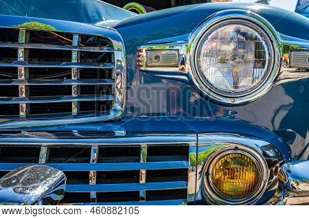 Falcon Heights, Mn - June 17, 2022: Close Up Detail View Of A 1947 Lincoln Continental Club Coupeat 