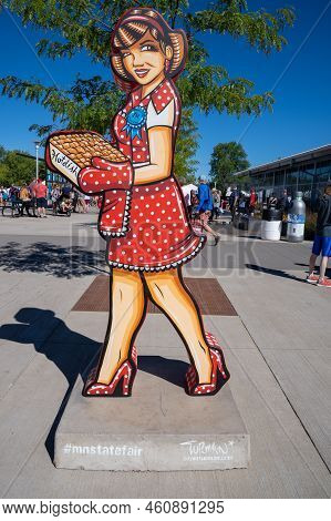 St. Paul, Minnesota - September 3, 2022: Betty Crocker Statue At The Minnesota State Fair, On An All